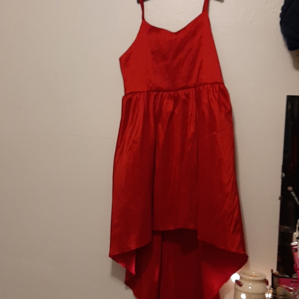 Red never worn high low dress